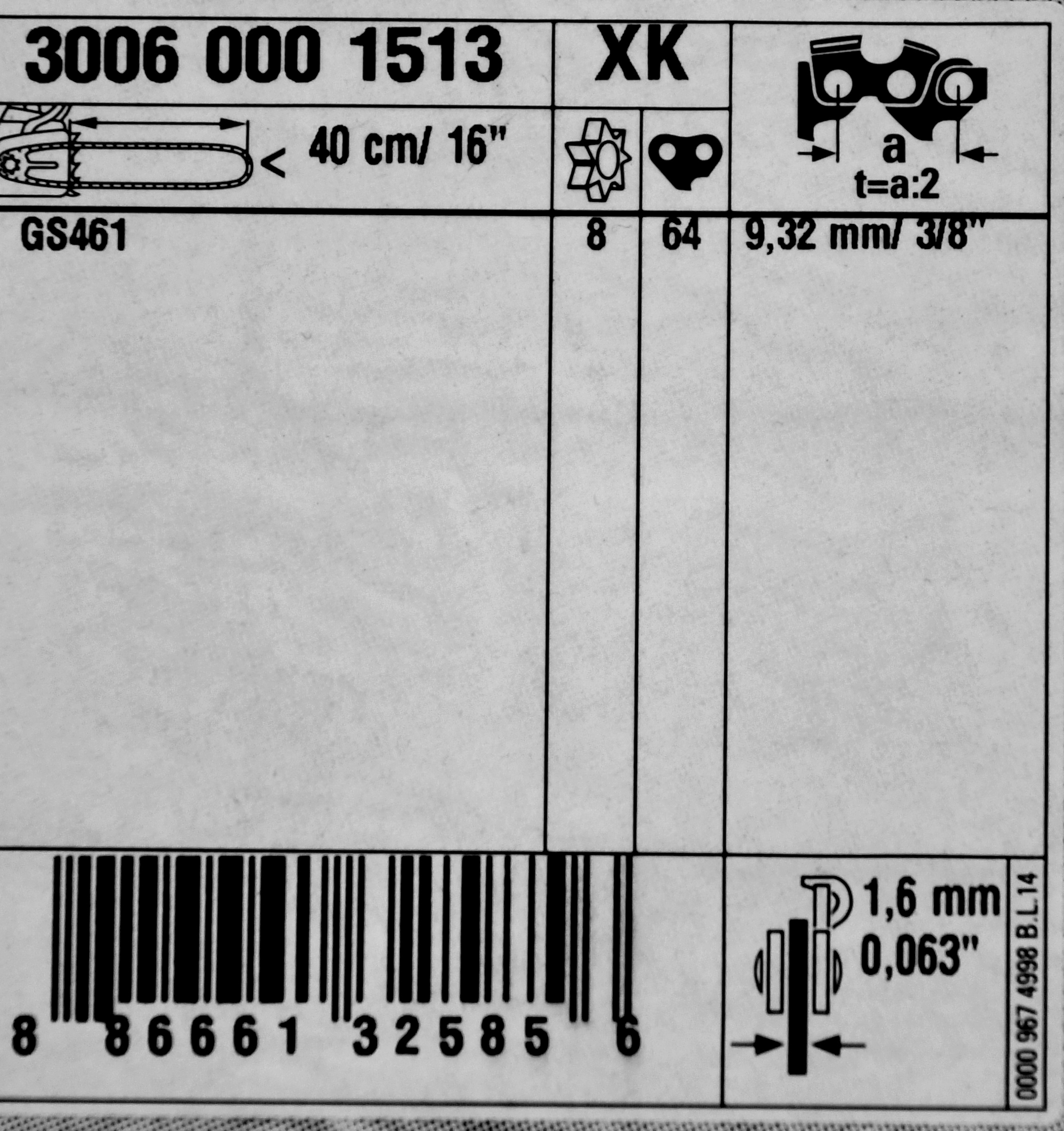 STIHL 30060001513 Führungsschiene Rollomatic Strong G - 3/8" 1,6 40cm, für GS 461