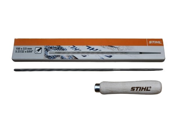 STIHL 56057713506  Rundfeile 6 Stück für Sägeketten 3,5 mm für 3/8', mit 1 Holz Feilenhalter  5605 771 3506