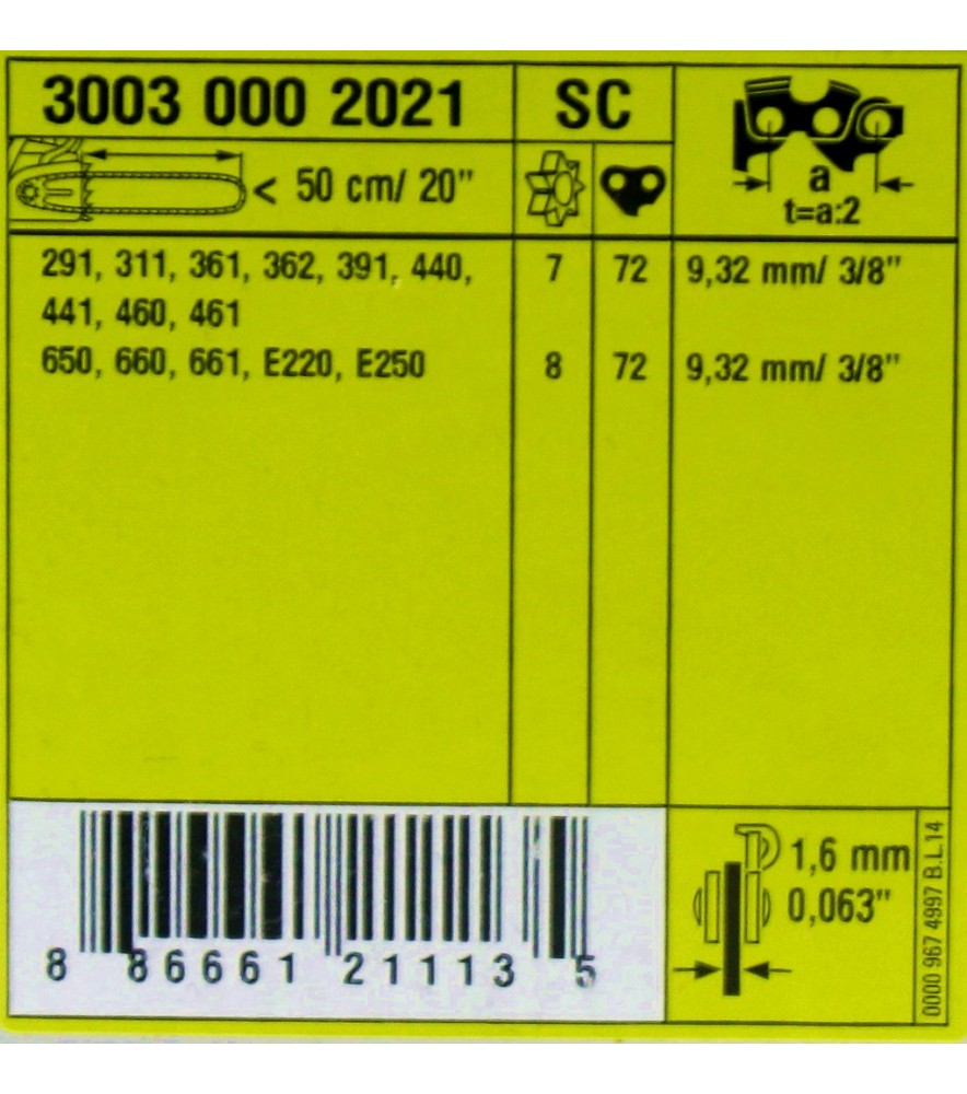 Stihl 30030002021 Führungsschiene Rollomatic ES Light 3/8' 1,6mm  50cm