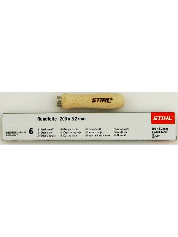 STIHL 56057715206 Rundfeile 6 Stück für Sägeketten 5,2 mm für 3/8' 56057715206, mit 1 Holz Feilenhalter 5605 771 5206