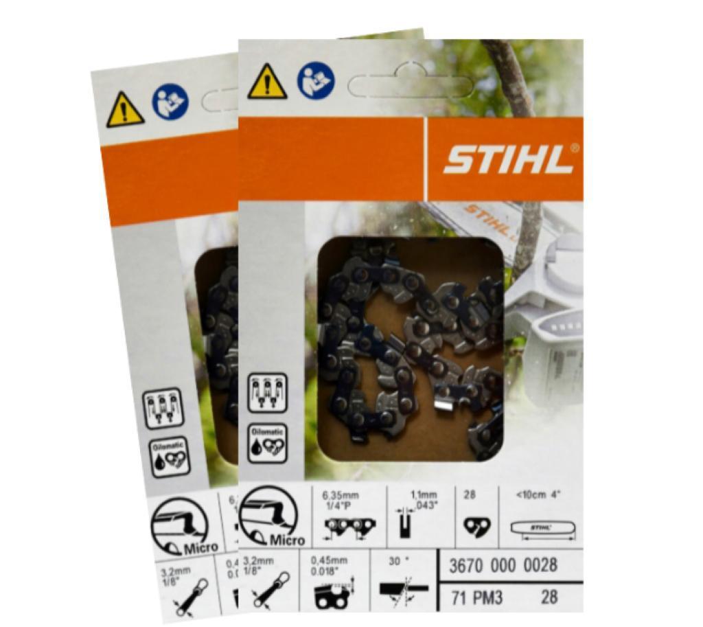  STIHL original 2x  Sägeketten 28TG PM3 für Stihl 1/4' 36700000028 //GTA 26,MS150,MS150T,MSA160,MSA200, HT101